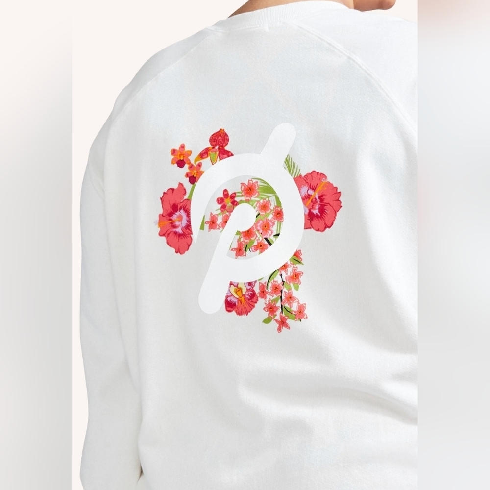 Peloton Floral oversized Everyday cream  Crewneck sweater size Medium - Picture 3 of 9